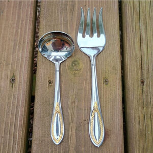 Mayfair Gold By Yamazaki 2 Piece Serving Set Meat Fork Ladle